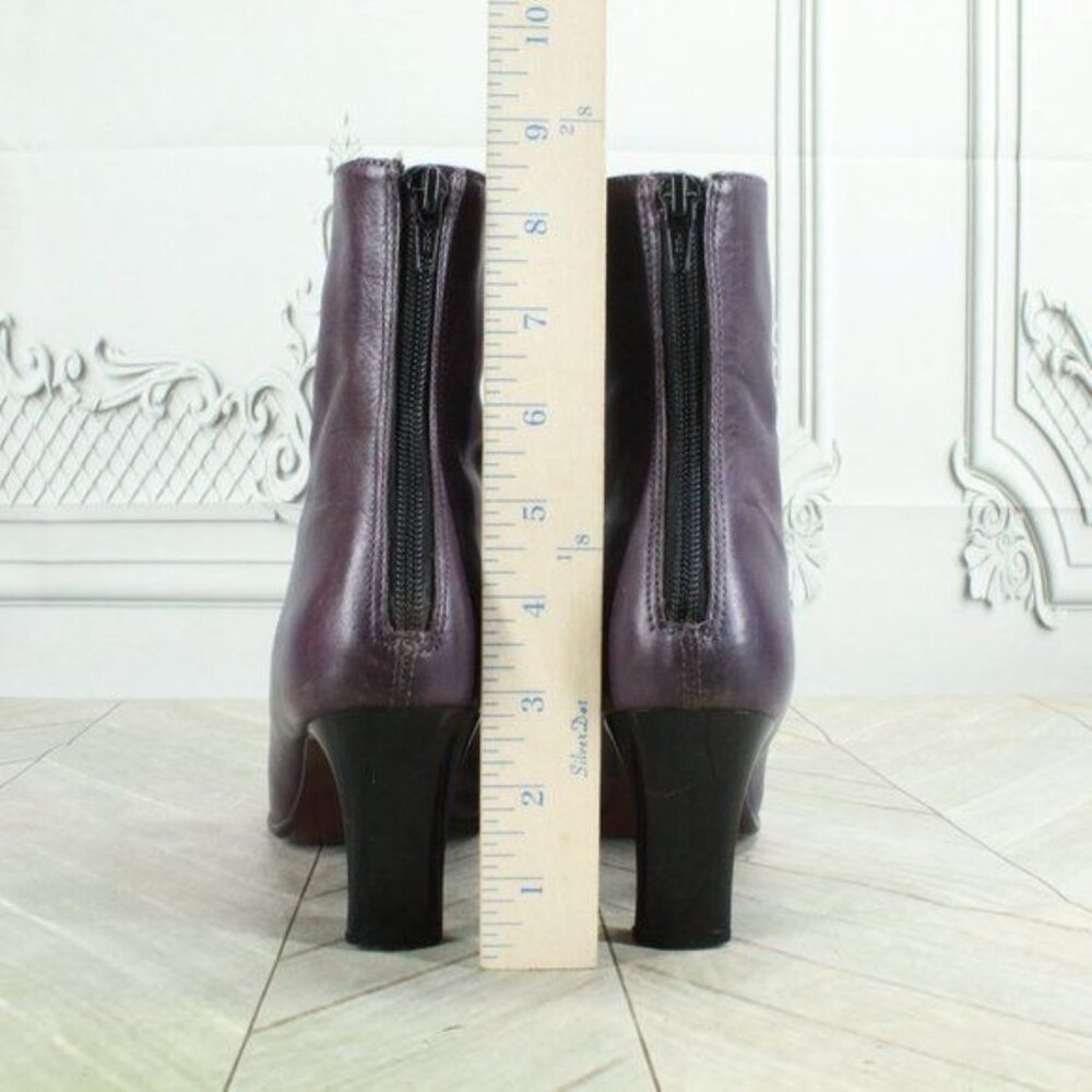 Women's Purple Leather Square Toe Stiletto Heeled Boots Brazil Made Size 7 M - Picture 7 of 9